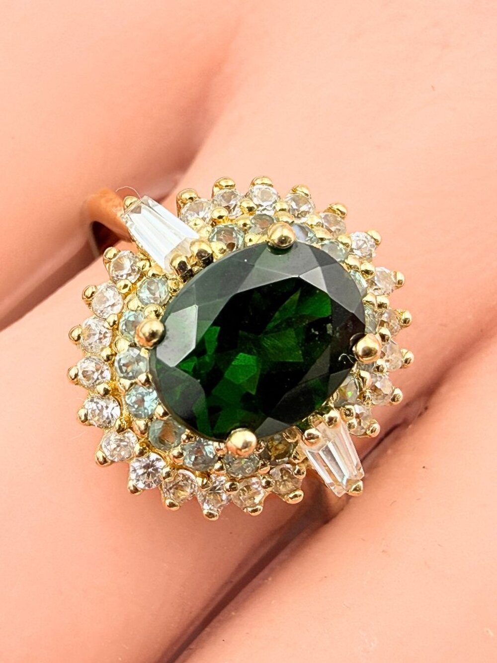 Contemporary Marked BBJ Sterling Silver Vermiel Tourmaline Topaz Ring Sz 10